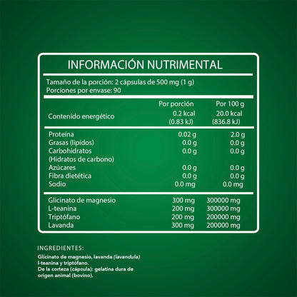 L-Teanina con Glicinato de Magnesio, Triptófano y Lavanda | Suplemento Natural en Cápsulas – 180 cápsulas (3 meses)