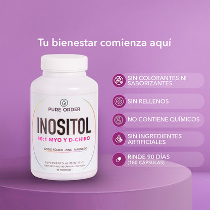 Inositol 40:1 con Ácido Fólico, Zinc y Magnesio | Suplemento en Cápsulas – 180 cápsulas (3 meses)