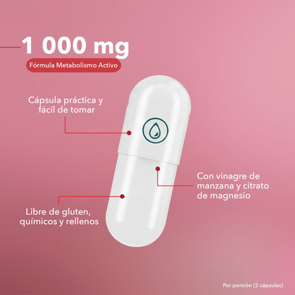 Vinagre de Manzana + Citrato de Magnesio | Suplemento Natural en Cápsulas – 180 cápsulas (3 meses)