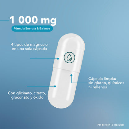 𝗠𝗔𝗚𝗡𝗘𝗦𝗜𝗢 𝗖𝗢𝗠𝗣𝗟𝗘𝗫 (Citrato, Glicinato, Óxido y Gluconato) – Cápsulas
