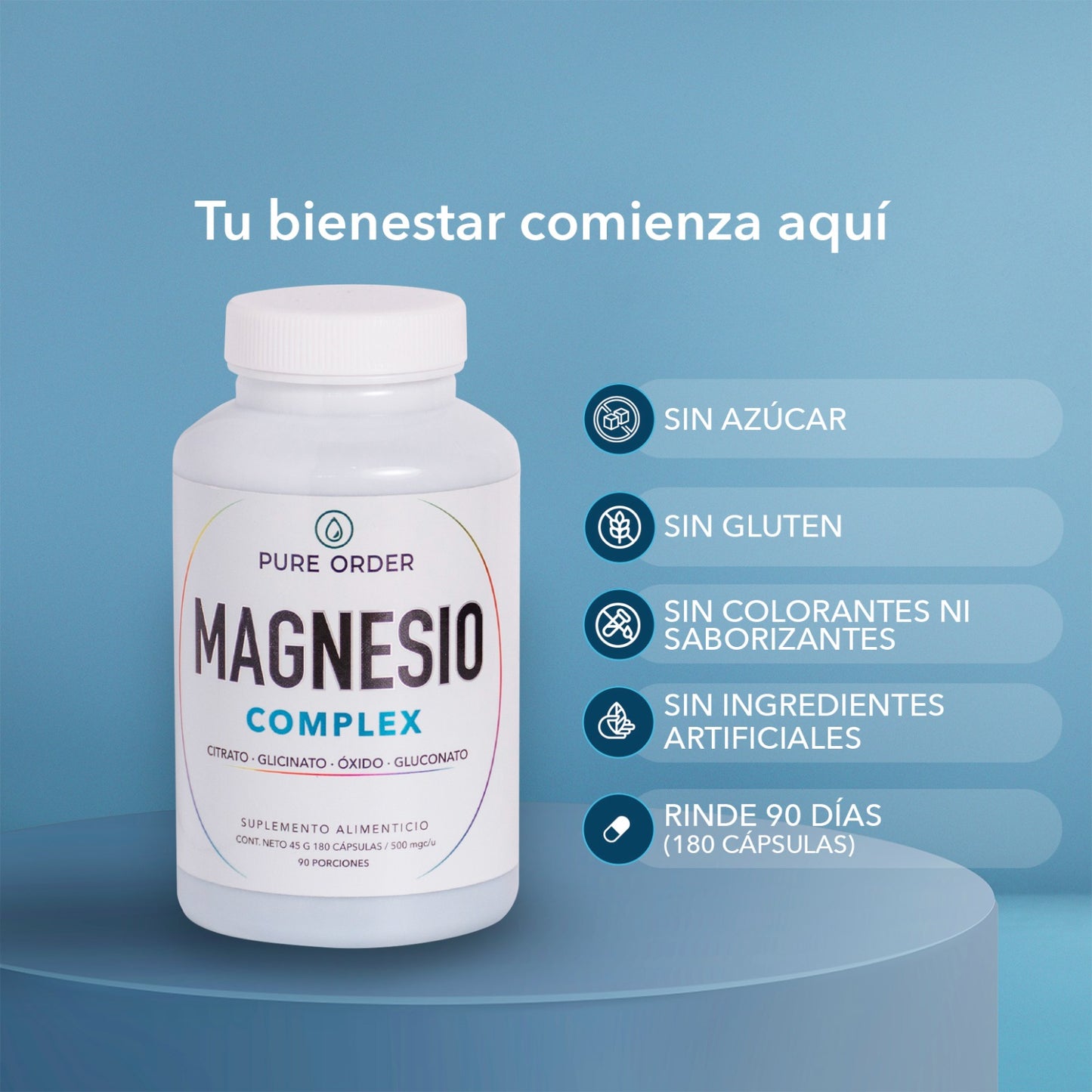 𝗠𝗔𝗚𝗡𝗘𝗦𝗜𝗢 𝗖𝗢𝗠𝗣𝗟𝗘𝗫 (Citrato, Glicinato, Óxido y Gluconato) – Cápsulas