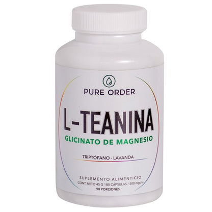 L-Teanina con Glicinato de Magnesio, Triptófano y Lavanda | Suplemento Natural en Cápsulas – 180 cápsulas (3 meses)